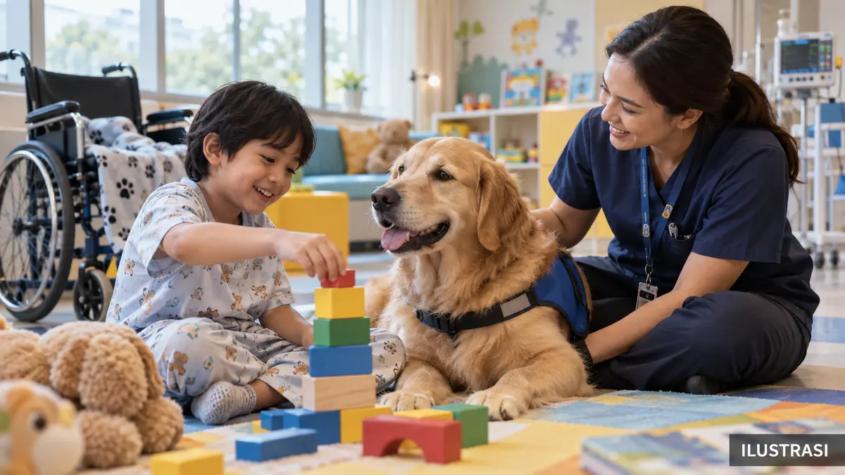 Anjing Fasilitas Semakin Banyak Membantu Pasien Anak di Rumah Sakit