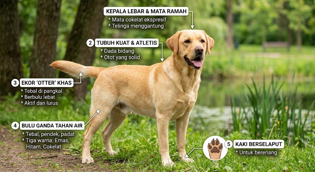 Ciri-Ciri Anjing Labrador Asli Menurut Standar FCI, AKC, dan PERKIN