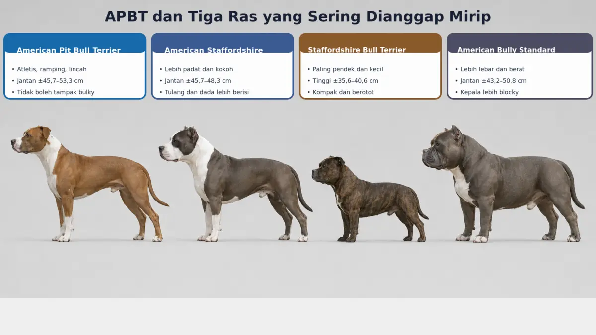 Perbedaan American Pit Bull Terrier dan Anjing yang Mirip: APBT, AmStaff, Staffy, serta American Bully
